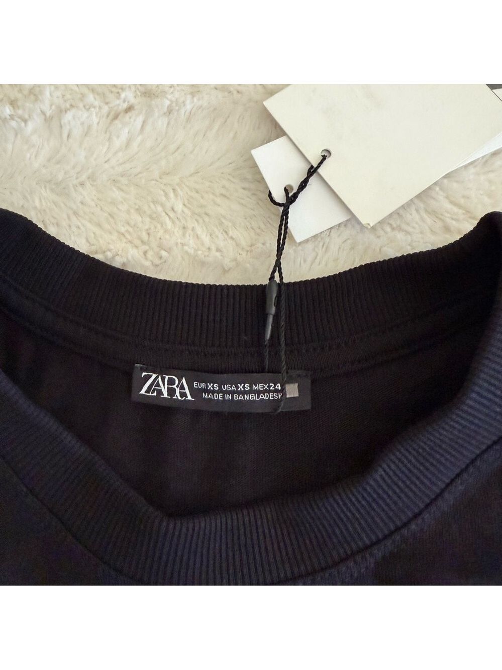 Zara Black Ribbed Collar Top - Picture 6 of 8